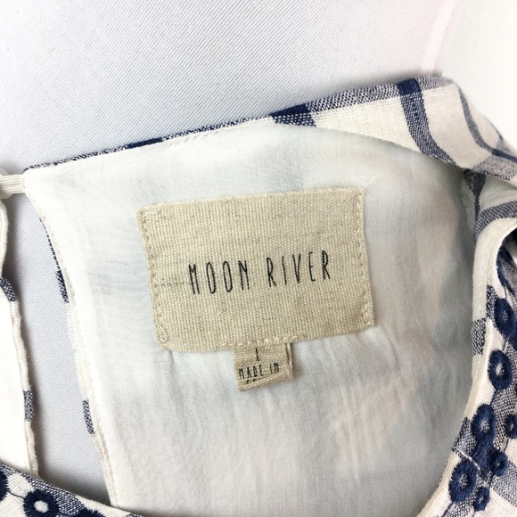 Anthropologie Moon River Sz L April blue white top - Picture 8 of 8